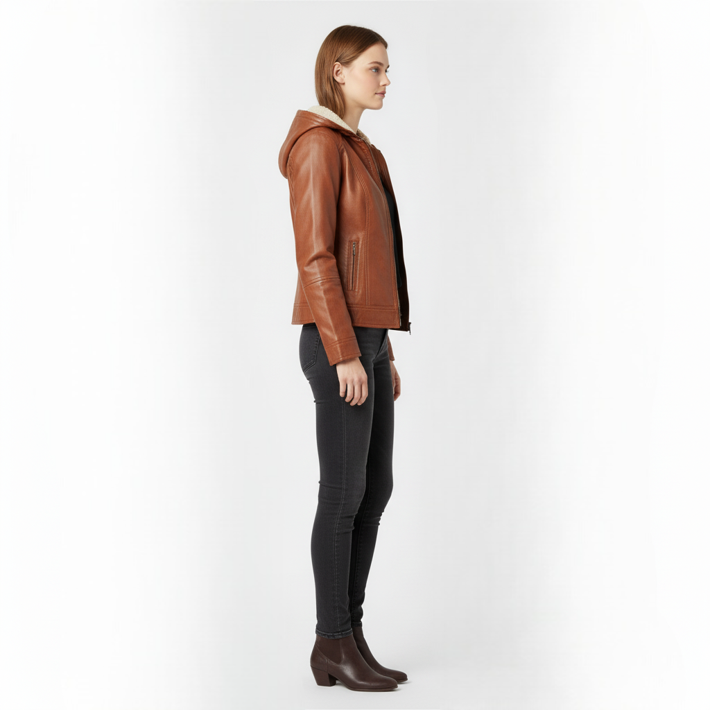 Chic PU Leather Hooded Jacket for Women