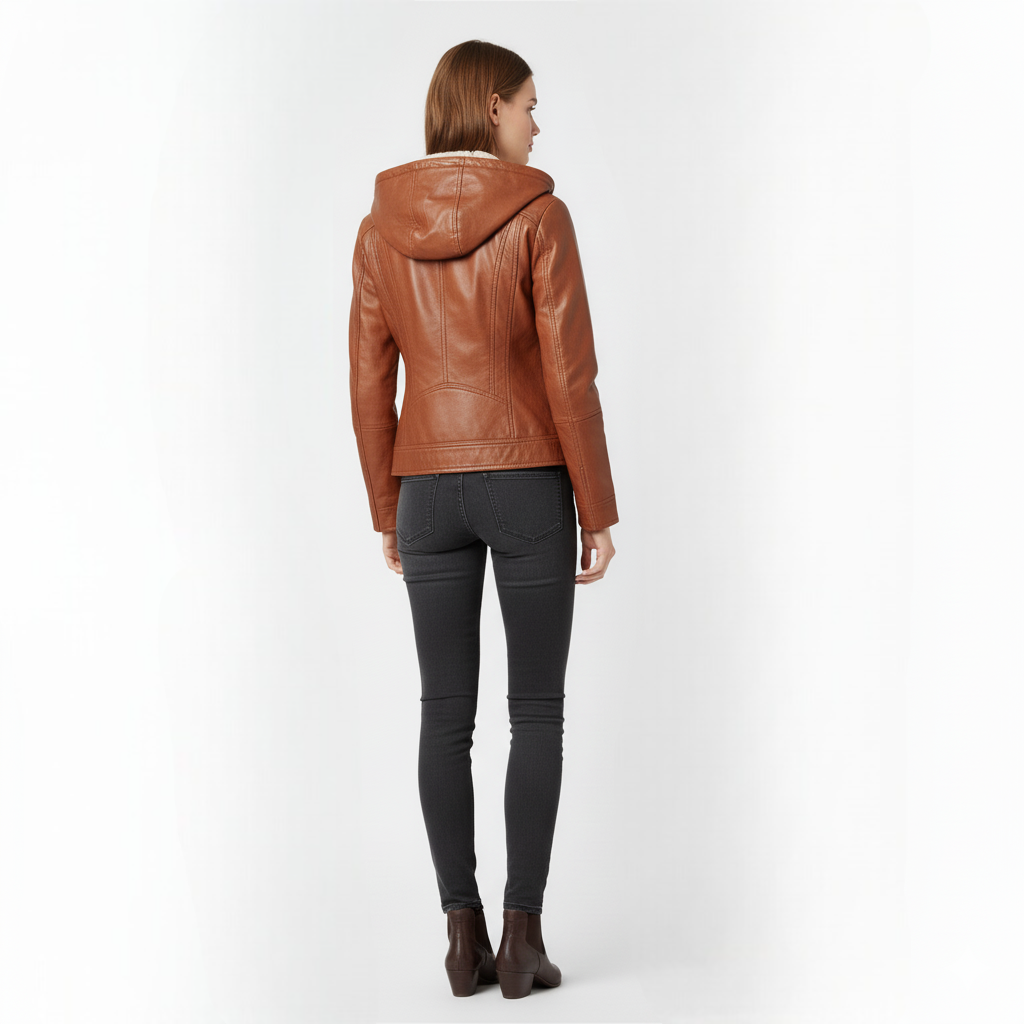 Chic PU Leather Hooded Jacket for Women